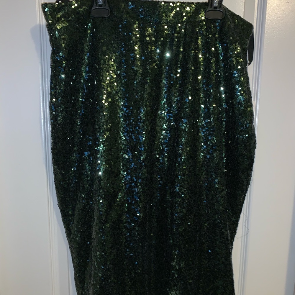 Green sequin skirt